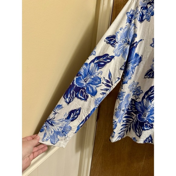 Polo Ralph Lauren Men's Floral Cotton Jersey Hooded T-Shirt Hoodie Large Blue - Picture 3 of 7